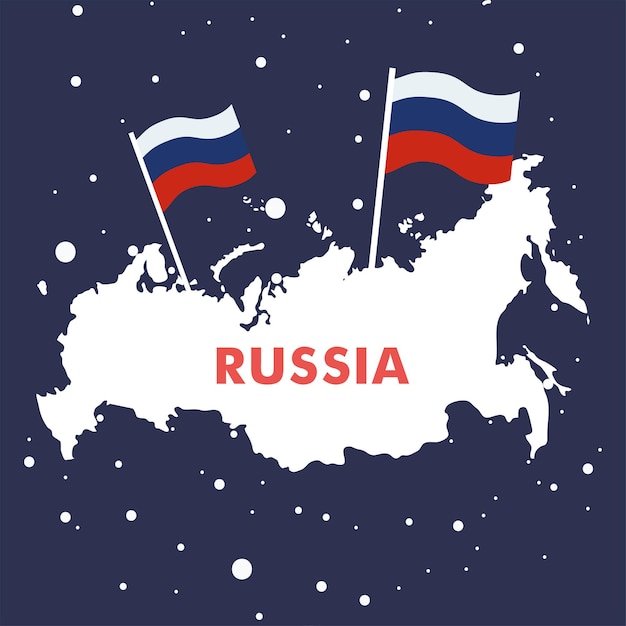 Russia celebration day with map and flags