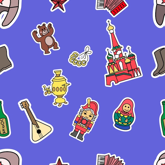 Russia Culture Doodle Graphic Seamless Pattern