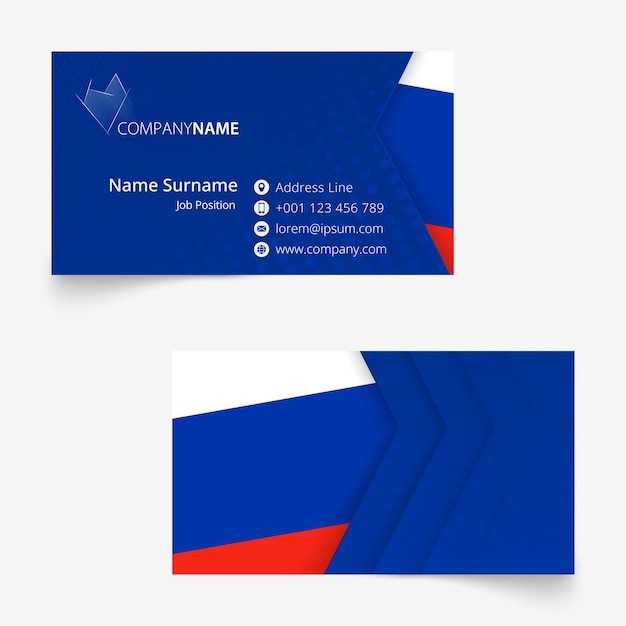 Russia flag business card, standard size (90x50 mm) business card template.