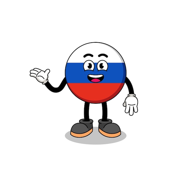 Russia flag cartoon with welcome pose character design