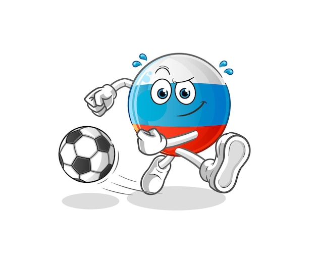 Russia flag kicking the ball cartoon. cartoon mascot vector