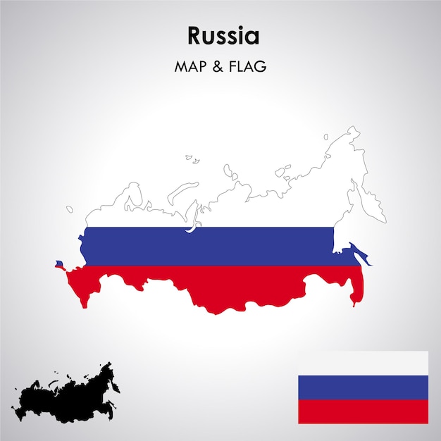 Vector russia flag and map design map flag vector file