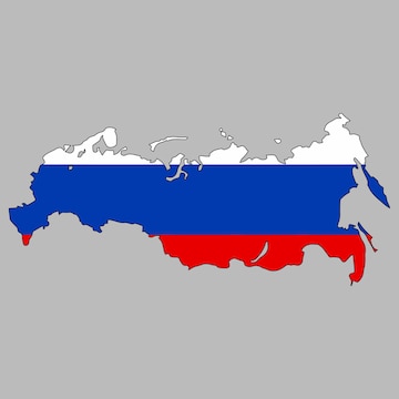 Premium Vector  A map of russia with the russian flag on it.