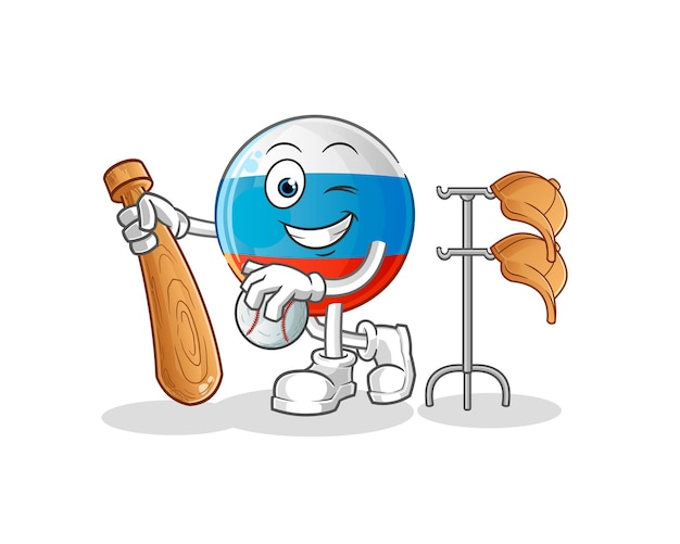 Vector russia flag playing baseball mascot. cartoon vector