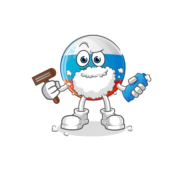 Vector russia flag shave facial hair vector. cartoon character