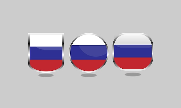 Vector russia flag silver badge icon