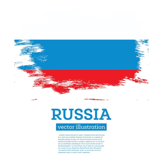 Bandiera della russia con tratti di pennello. illustrazione di vettore.