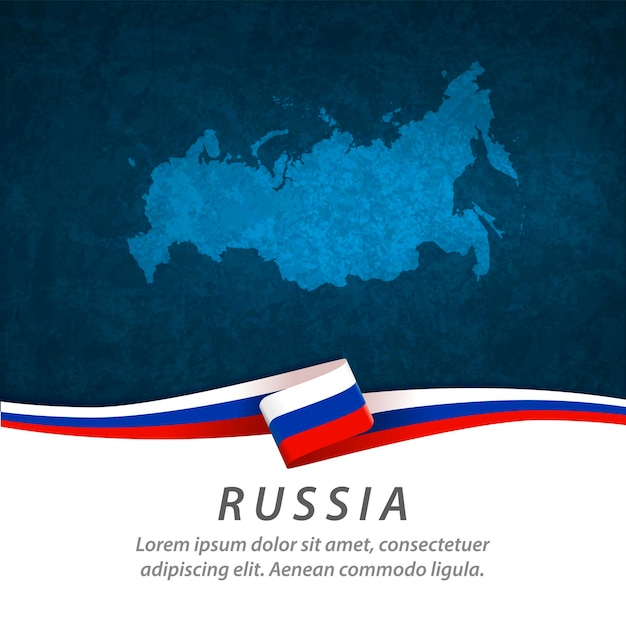 Russia flag with central map