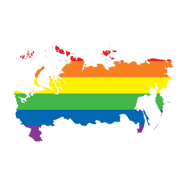 Russia lgbtq gay pride flag map