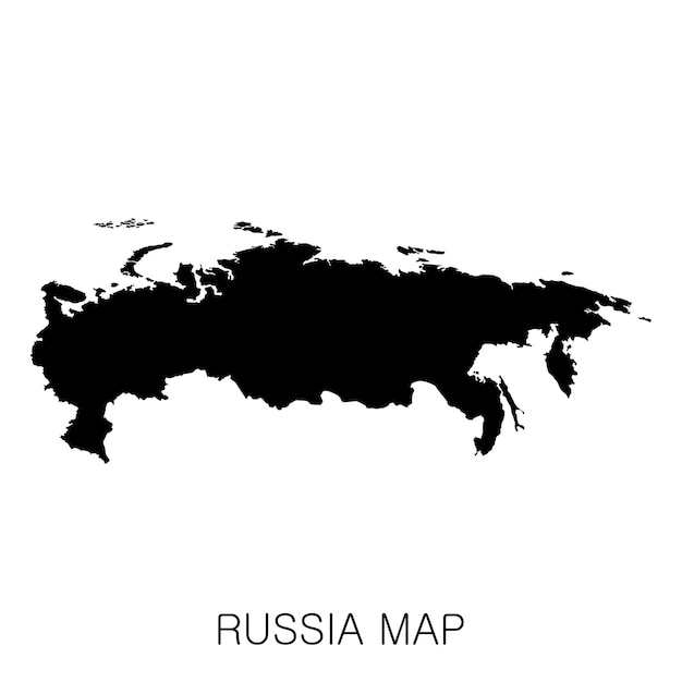 Russia map and country name isolated on white background