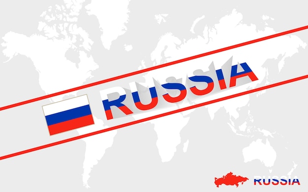 Russia map flag and text illustration