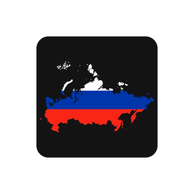 Vector russia map silhouette with flag on black background