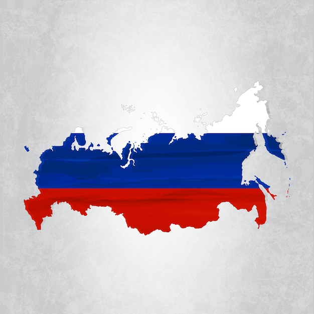 Russia map with flag