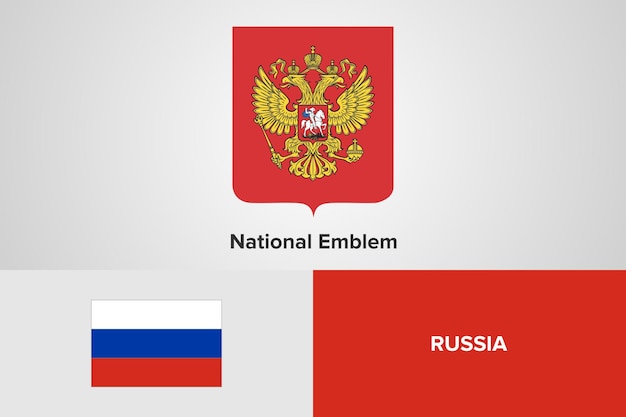 Premium Vector  Russia flag map and coat of arms