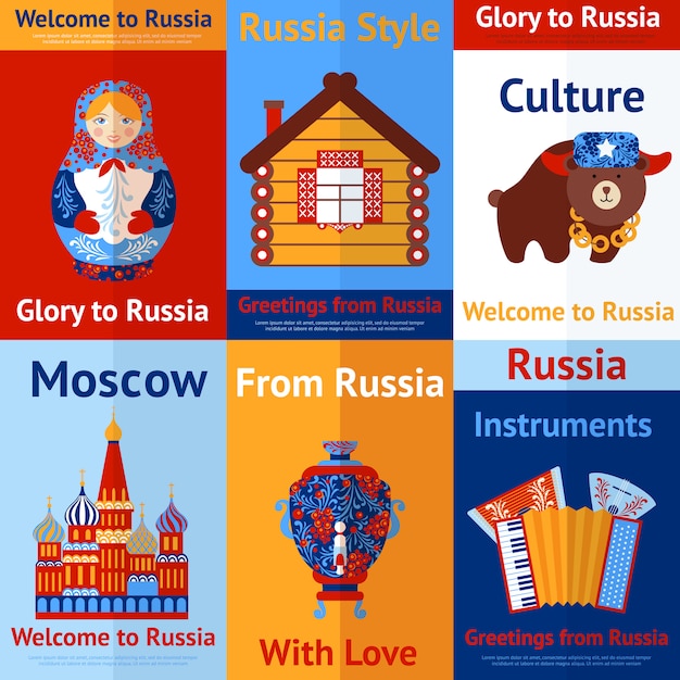 Vector russia travel retro poster