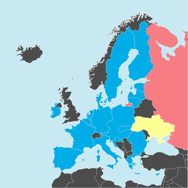 Russia and ukraine map on world map