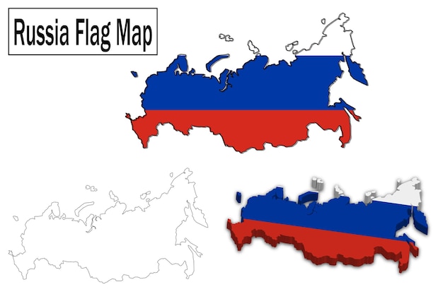 Vettore bandiera del vettore della russiacontorno della bandiera del vettore russo bandiera della russia 3dmappa della bandiera della russia