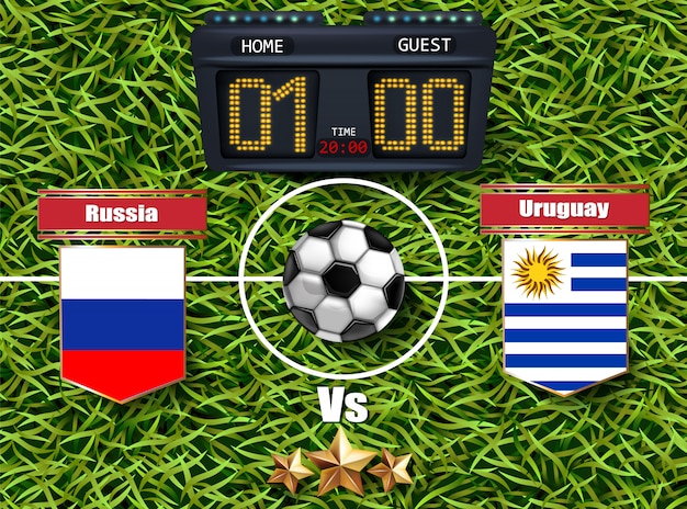 Russia vs uruguay football score board