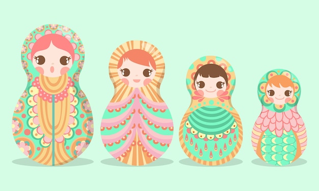 Vector russian art doll matryoshka russian