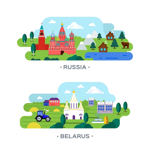 Russian and belarusian lanscape with sights