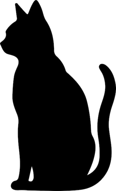 Russian Blue Cat black silhouette with transparent background