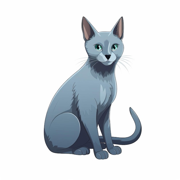 Premium Vector | Russian blue cat vector cartoon