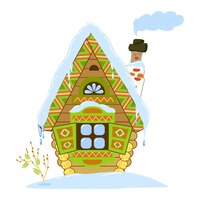 Русская сказочная изба, деревянный бревенчатый дом