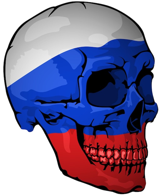 두개골에 그려진 러시아 국기