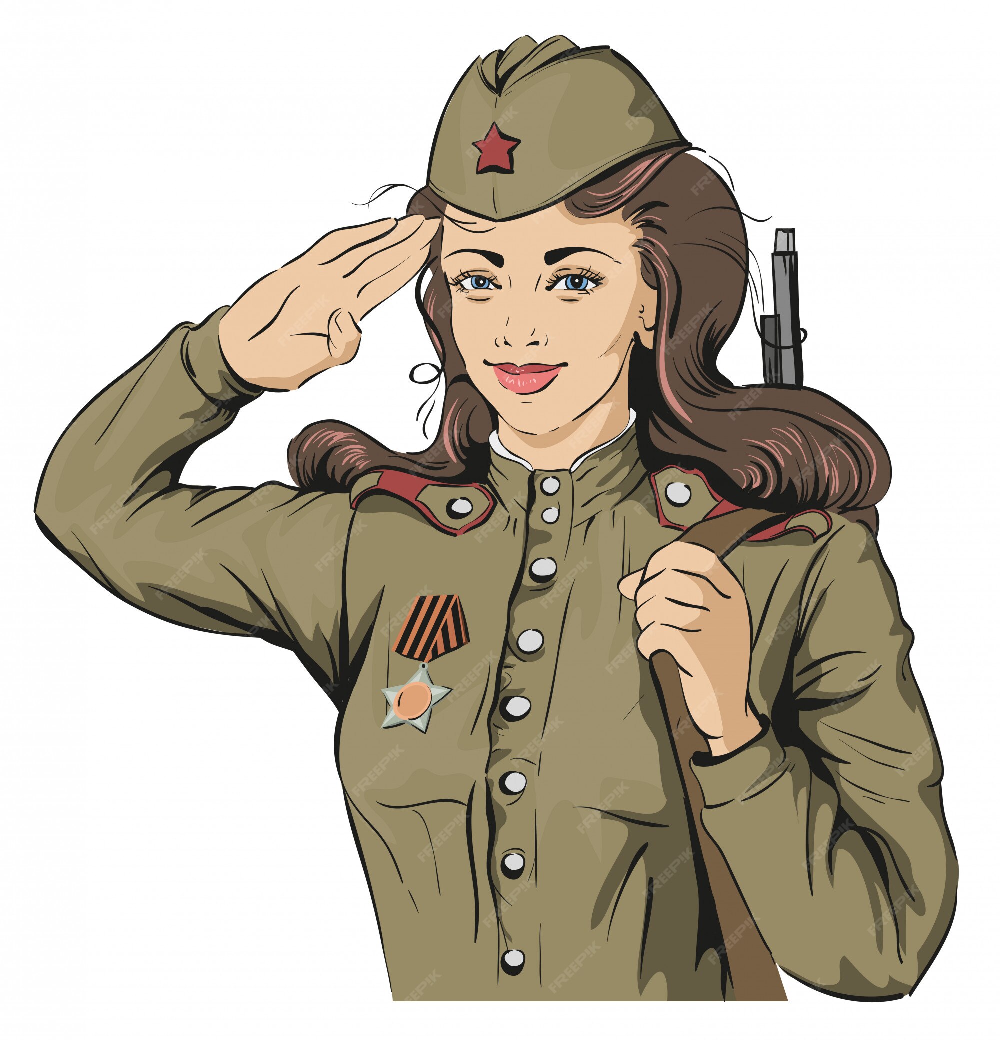 Premium Vector | Russian Girl Soldier. Female Soldier In Retro Military  Uniforms. May 9 Victory Day