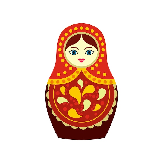 Russian matryoshka icon in flat style isolated on white background