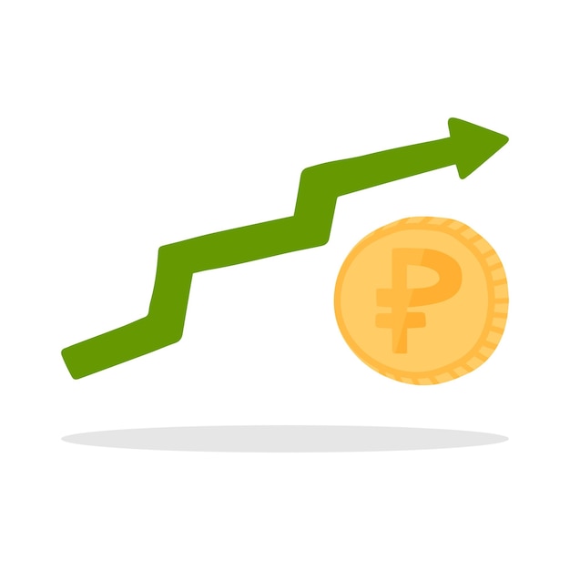 Russian ruble currency rise chart Rouble coins grows