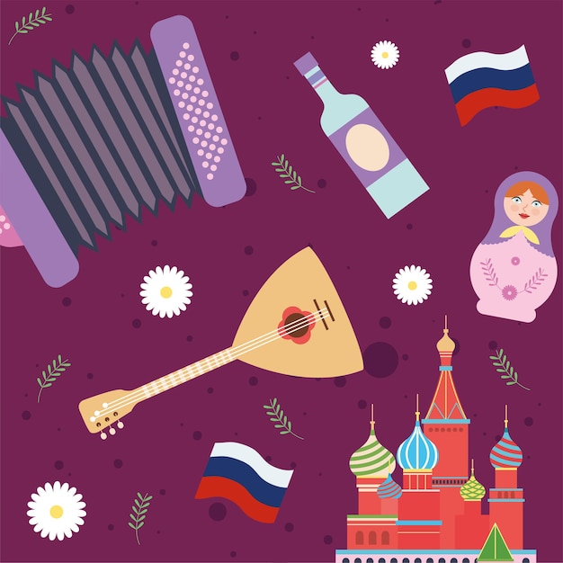 Russian traditional set icons pattern