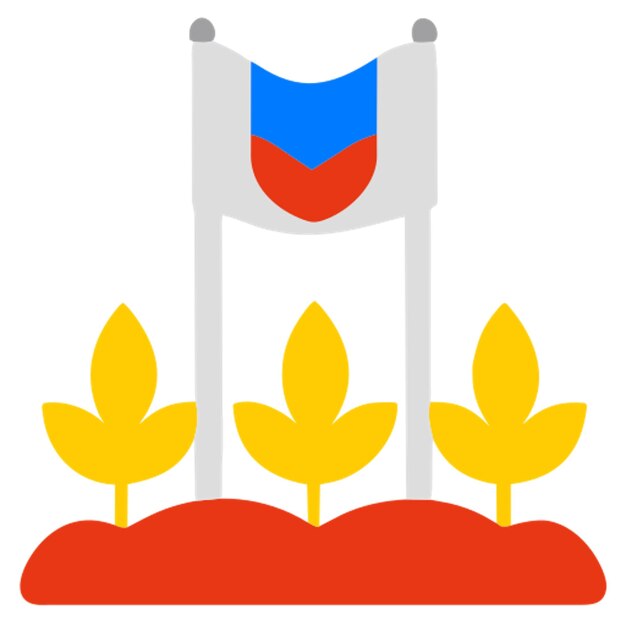 Vector russian vegetable garden nursery and flower garden russian flag icon colored shapes