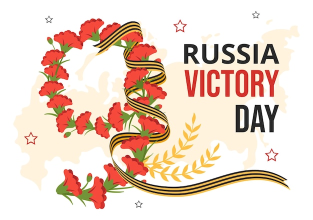 День Победы России 9 мая Иллюстрация с медалью Звезда Героя и Великой Отечественной войны