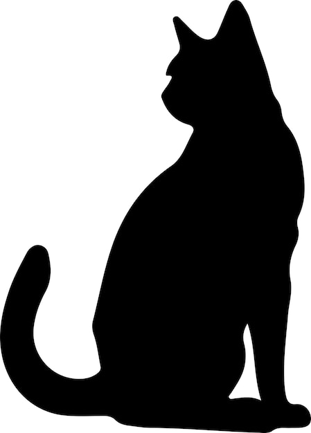 Russian White Black and Tabby Cat black silhouette with transparent background