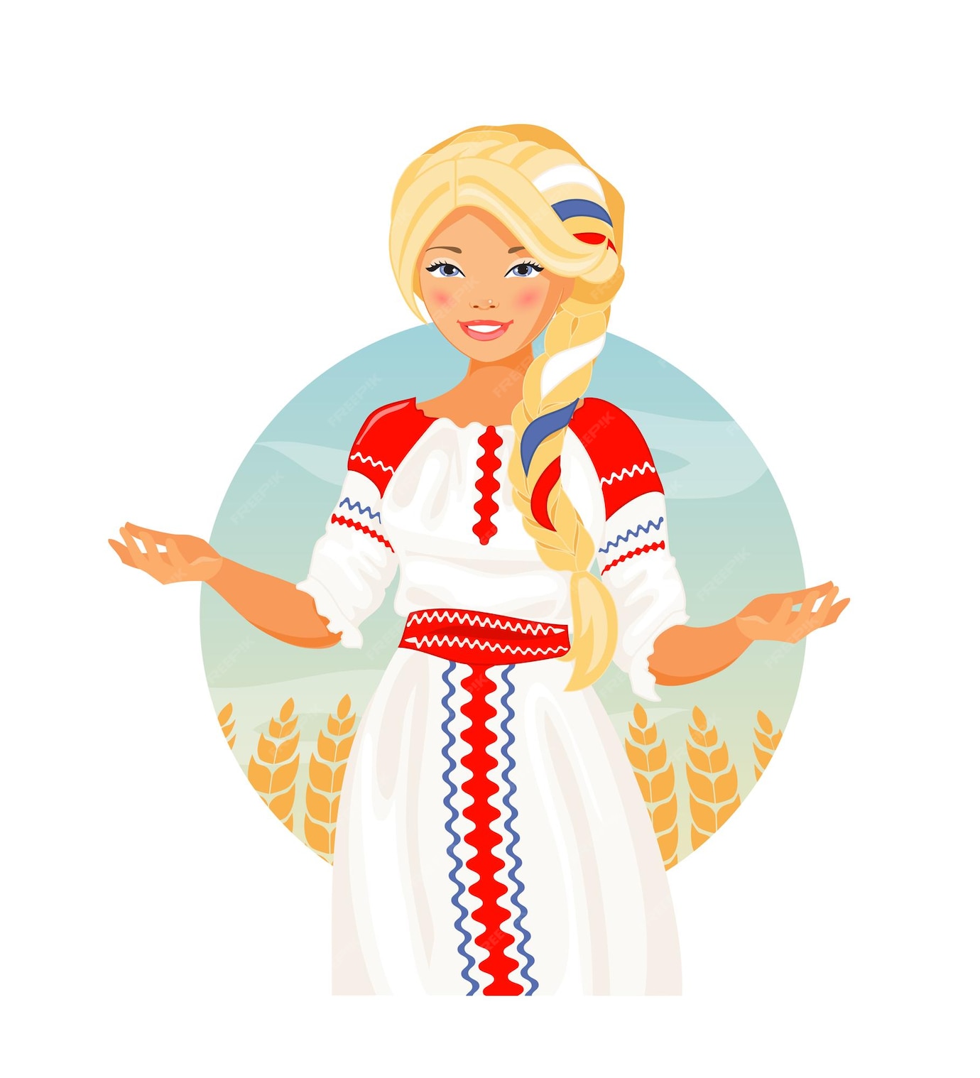 Девица красавица на белом фоне