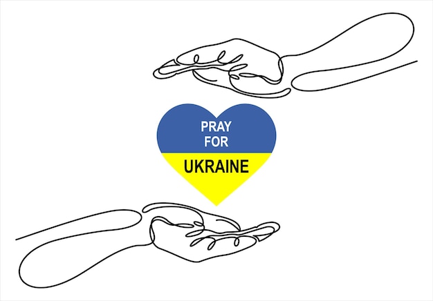 Russisch-oekraïens conflict. handgebaar met de vlag van oekraïne in de vorm van een hart