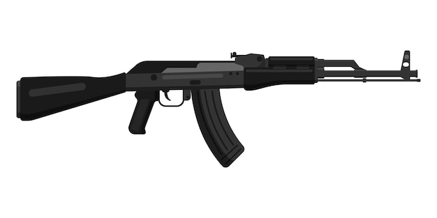 Russisch zwart AK 74 Kalashnikov aanvalsgeweer met kolf. Concept van terrorisme en oorlog.