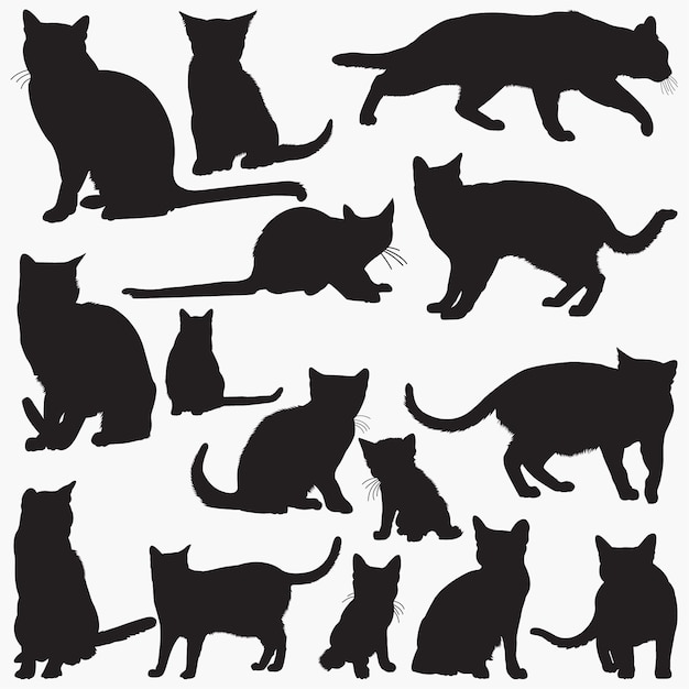 Russische blauwe kattensilhouetten