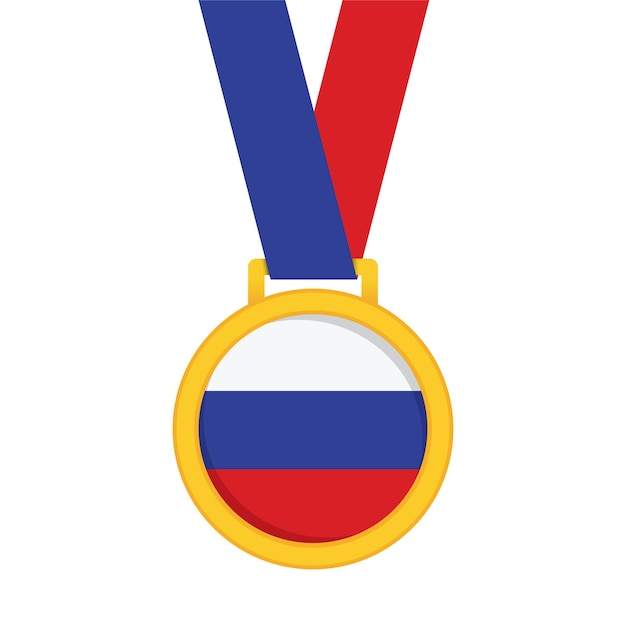 Russische nationale vlag gouden eerste plaats winnaars medaille