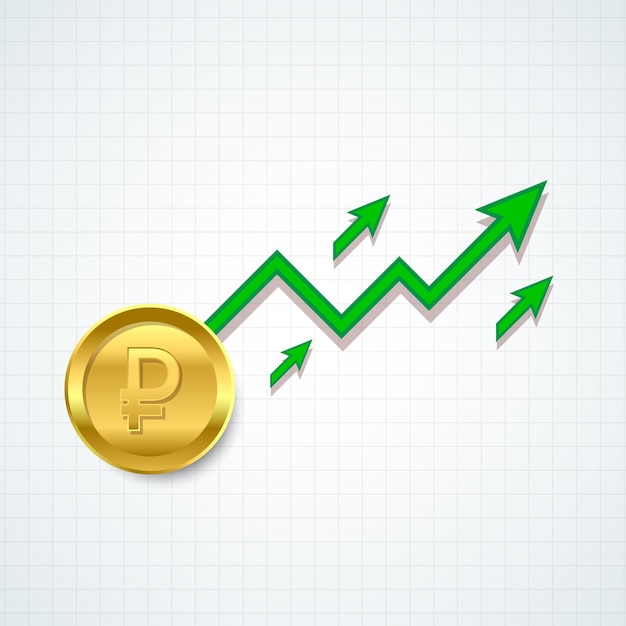 Russische roebel groene stijging pijl van economie Vector illustratie