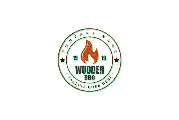 Barbeque rustico barbecue barbecue grill stamp logo design vector