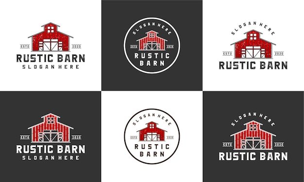 Rustic barn logo design template with multi style collections