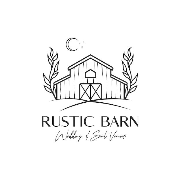 Vector rustic barn wedding venue logo design