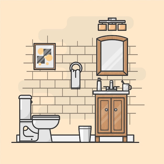 Vector rustic bathroom illustration