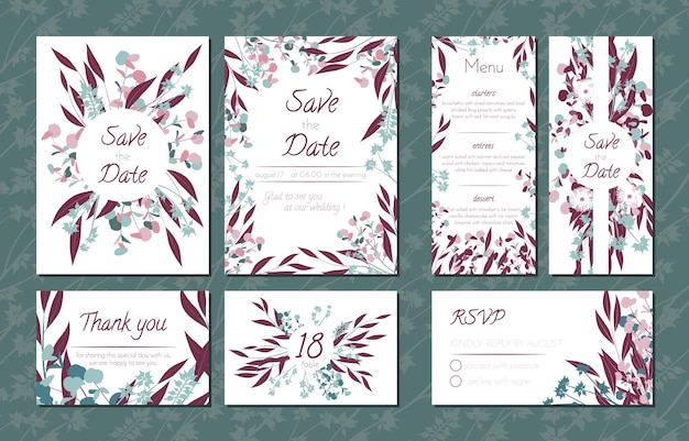 Rustic eucalyptus wedding cards collection