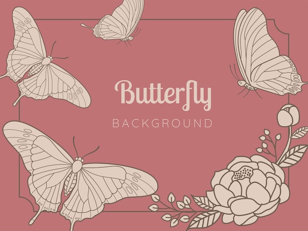 Vector rustic feminine pink butterfly background butterflies border