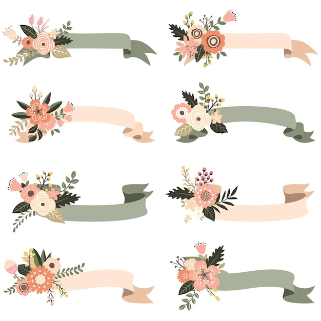 Vector rustic floral banners elements