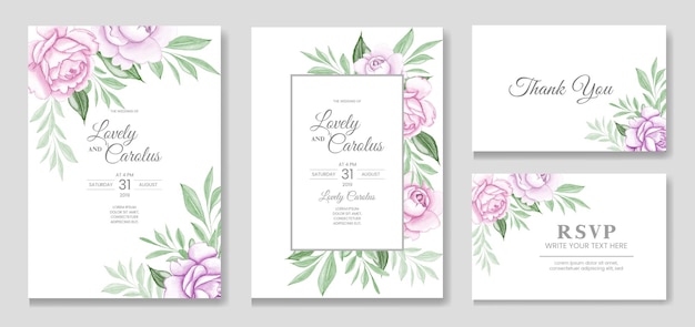 Vector rustic floral wedding invitations pack