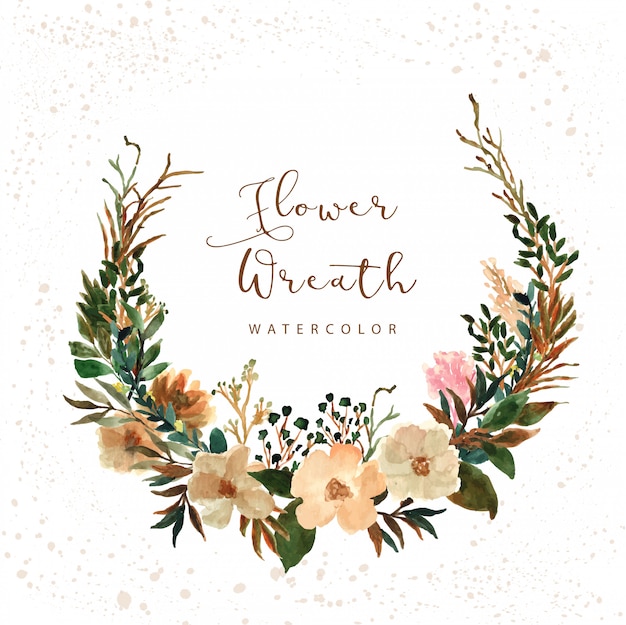 Vector rustic flowers wreath watercolor